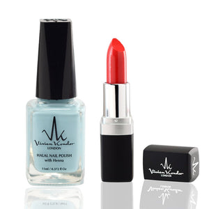 Nail Polish (Sky Blue) Creamy + Lipstick (Seduction) Combo Set image 0