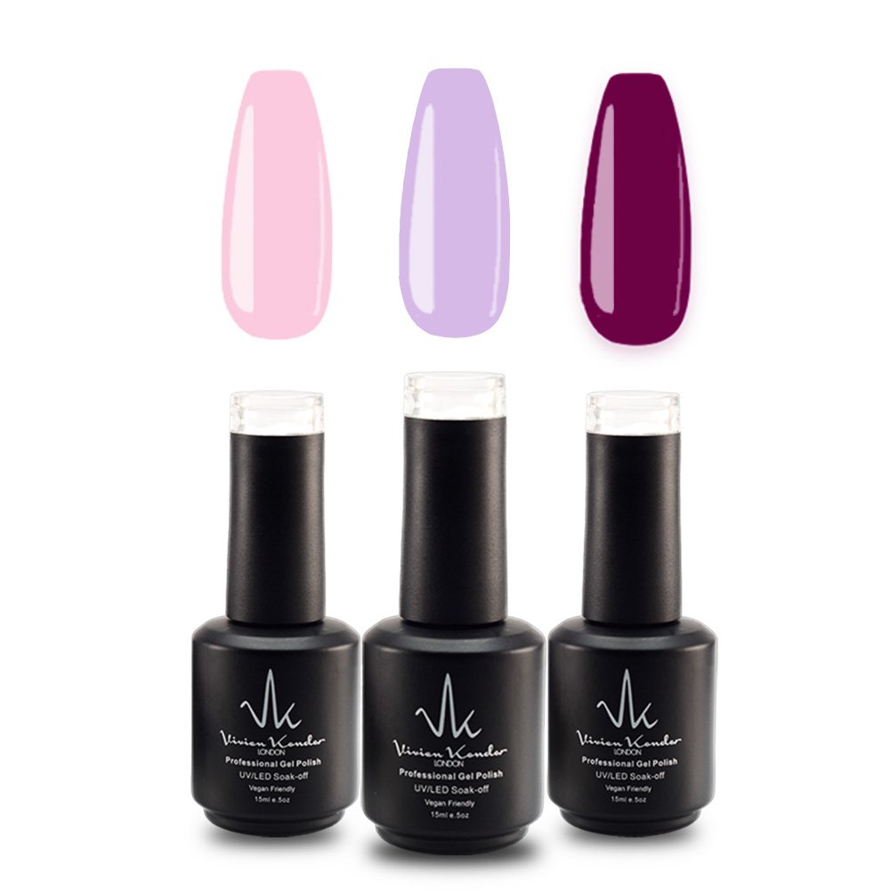 Vivien Kondor Gel Polish Trio (Pastel Pink + Mauve + Raspberry Jam) (3x15ml) | Vegan friendly & Cruelty Free image 0