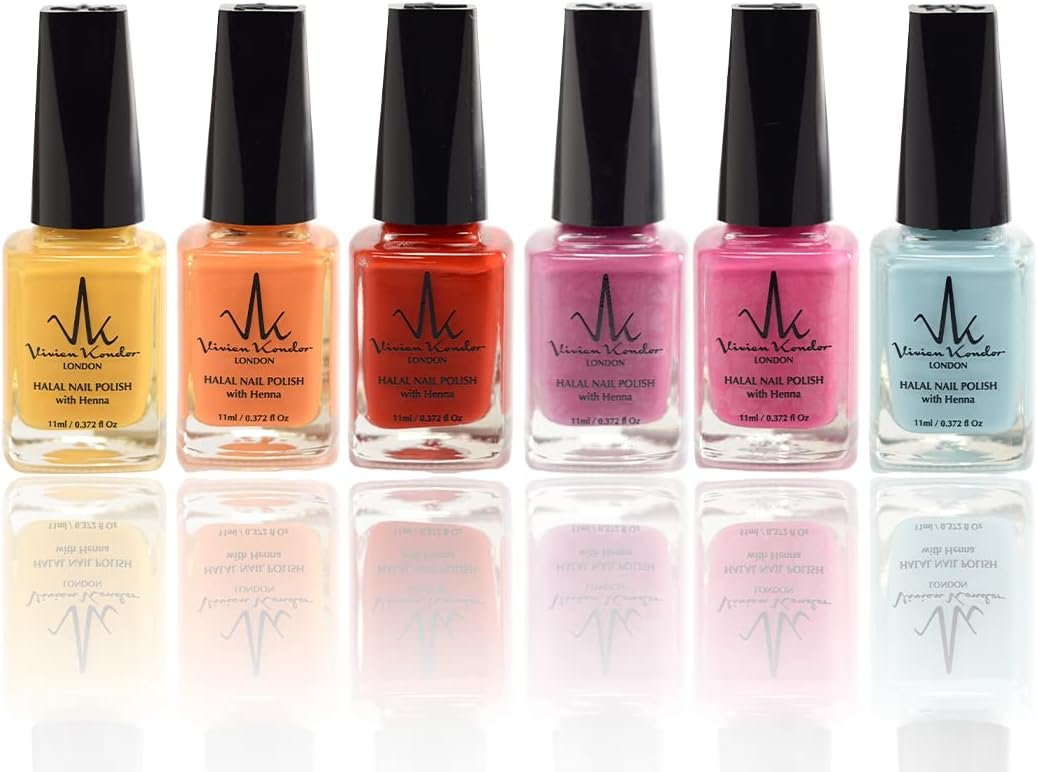 Set of 6 Henna Infused Permeable Nail Polish | Wudhu and Vegan - Summer image
