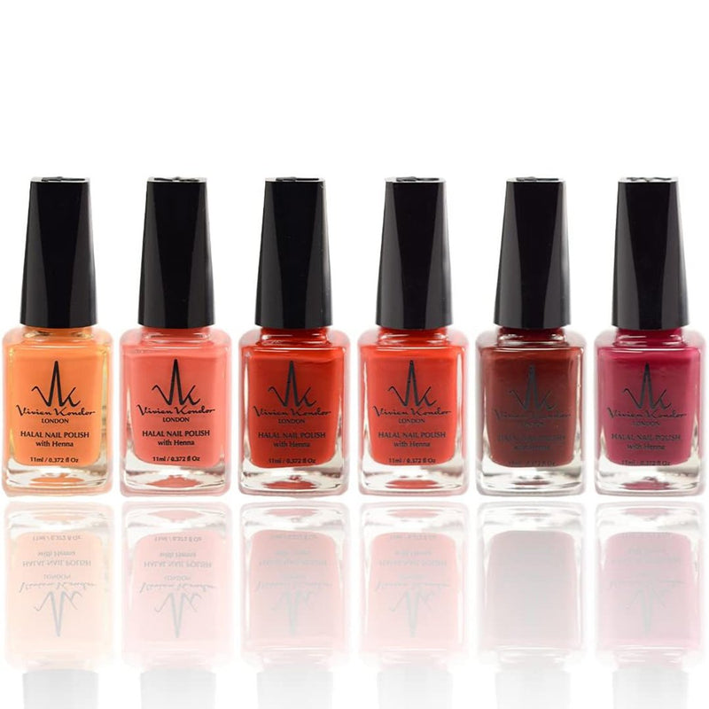 Set of 6 Henna Infused Permeable Nail Polish | Wudhu and Vegan - Blaze image