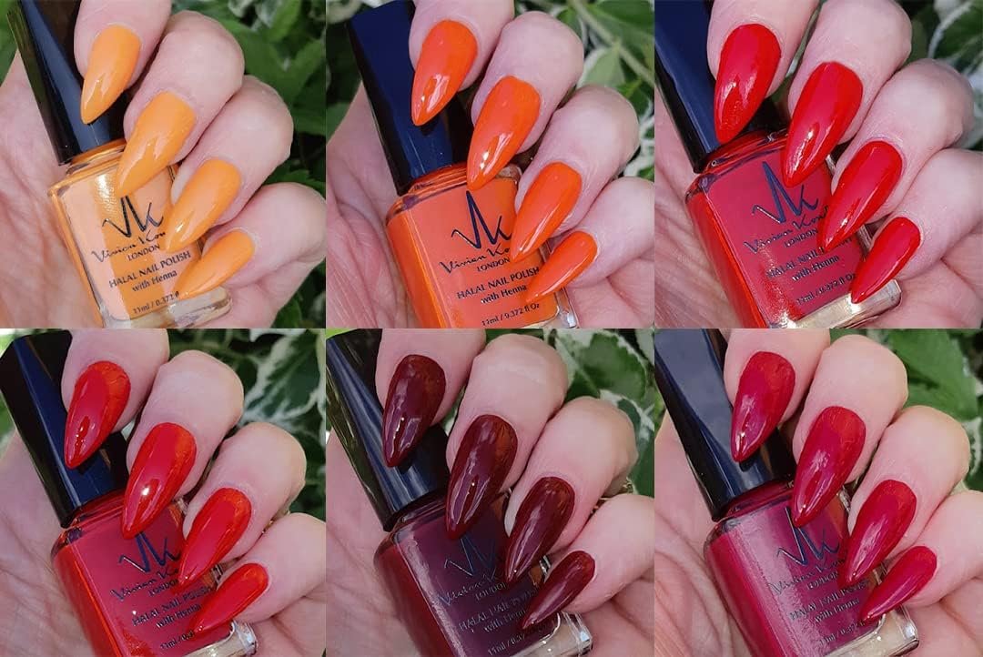 Set of 6 Henna Infused Permeable Nail Polish | Wudhu and Vegan image 4