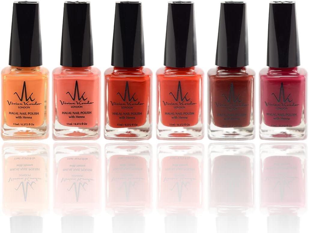Set of 6 Henna Infused Permeable Nail Polish | Wudhu and Vegan image 3