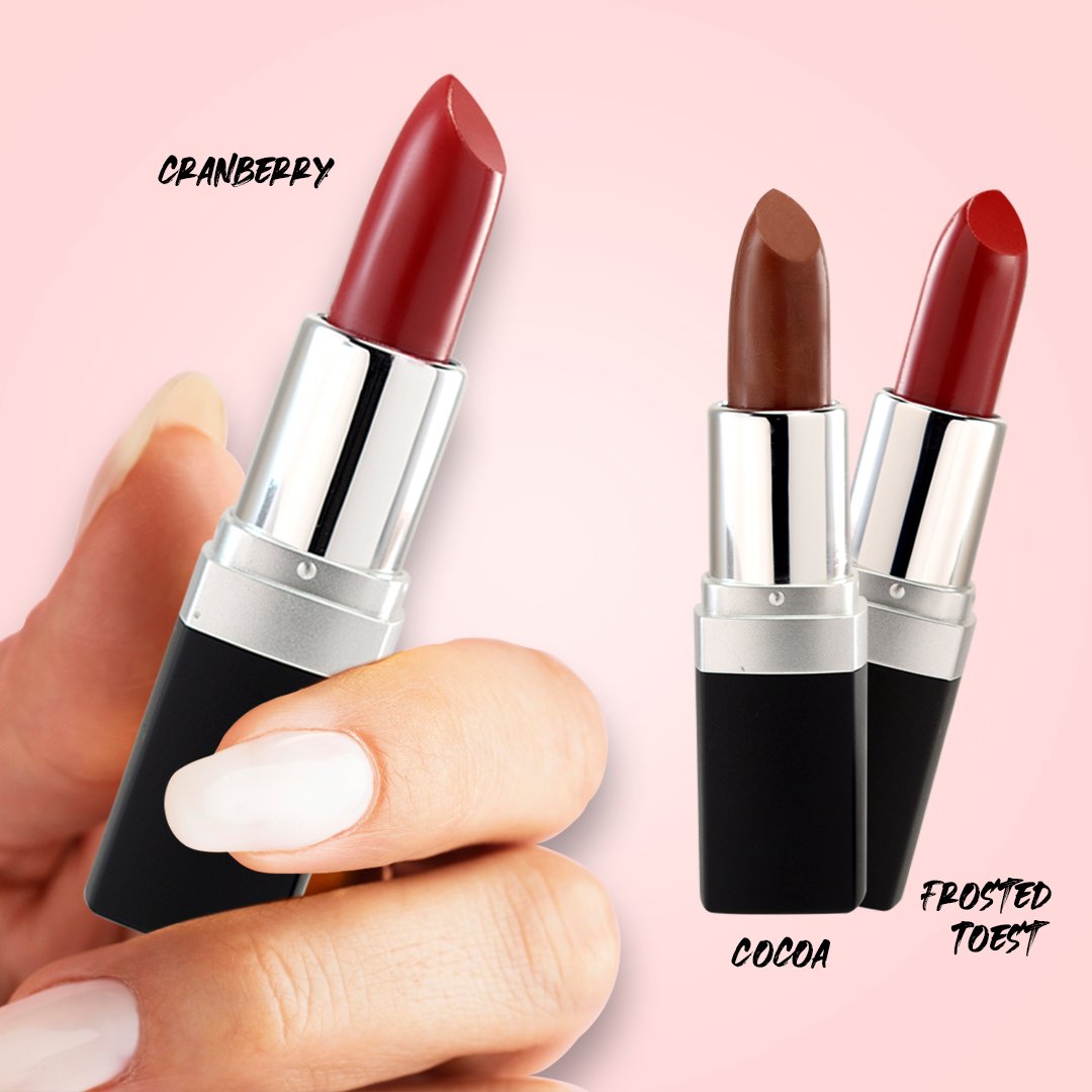 (Cranberry, Frosted Toast, Cocoa) Vivien Kondor Lipstick Trio | Halal & Vegan Friendly | Long lasting image 1