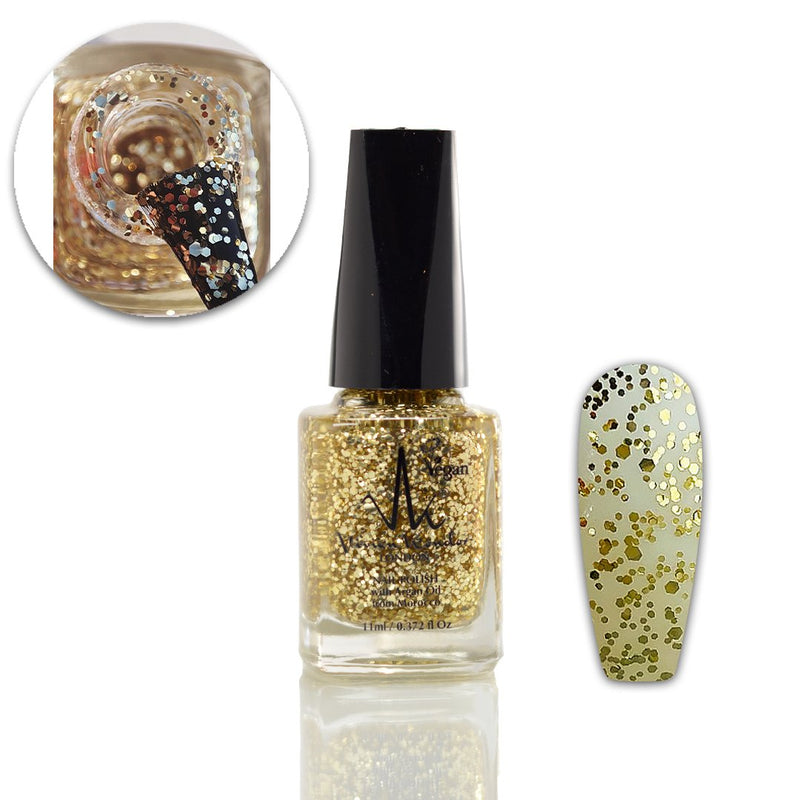 Gold Glitter - Vivien Kondor Argan Care Nail Polish image 2