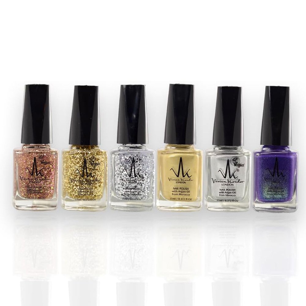 (Set of 6) Vegan Nail Polish Long-Lasting Chip Resistant Shiny Nail polish infused with Argan Oil image 0