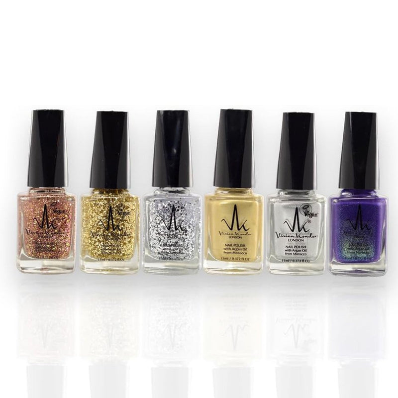 (Set of 6) Vegan Nail Polish Long-Lasting Chip Resistant Shiny Nail polish infused with Argan Oil image 0