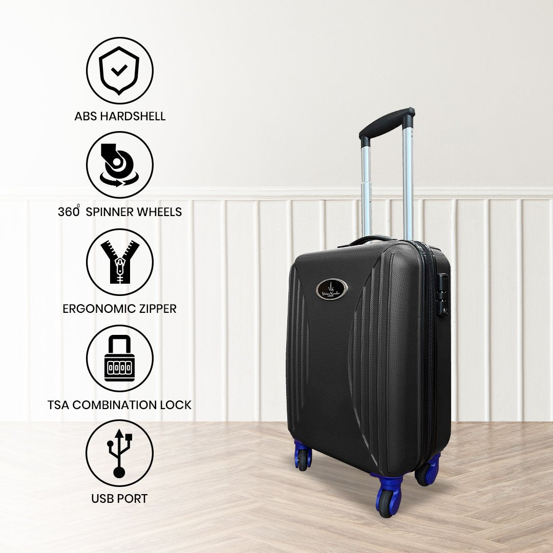 VK Travel Smart Black Hardshell Luggage Bags (Power Bank + Rucksack +Small + Med + Large Suitcase) image 7