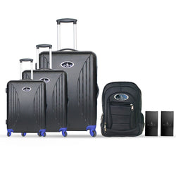 VK Travel Smart Black Hardshell Luggage Bags (Power Bank + Rucksack +Small + Med + Large Suitcase) image 0