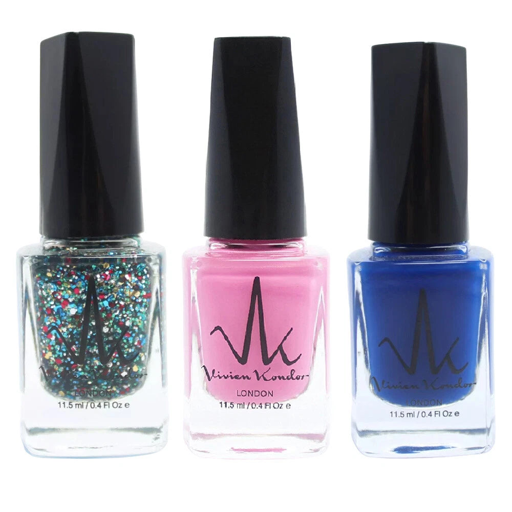 Cobalt Blue + Hexagon Glitter + Mulberry