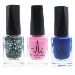 Cobalt Blue + Hexagon Glitter + Mulberry