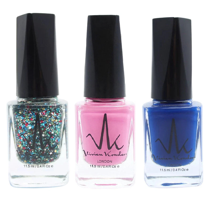 Cobalt Blue + Hexagon Glitter + Mulberry
