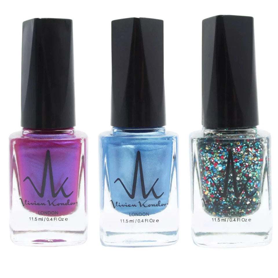 Violet + Neon Blue + Hexagon Glitter