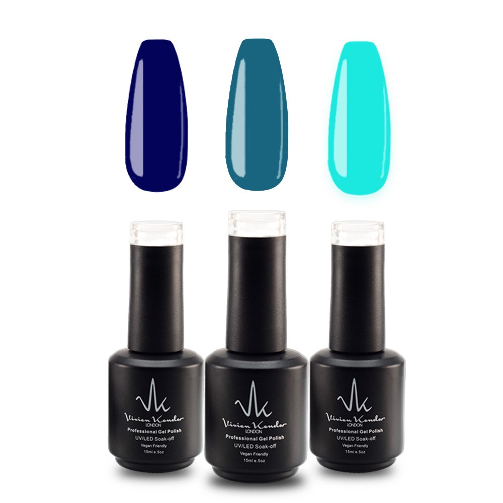 Vivien Kondor Gel Polish Trio (Cobalt Blue + Blue Crush + Aquarium) 3x15ml | Vegan friendly & Cruelty Free image 0