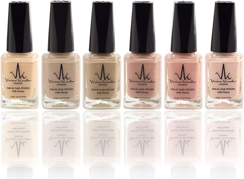 Set of 6 Henna Infused Permeable Nail Polish | Wudhu and Vegan - Naturals image