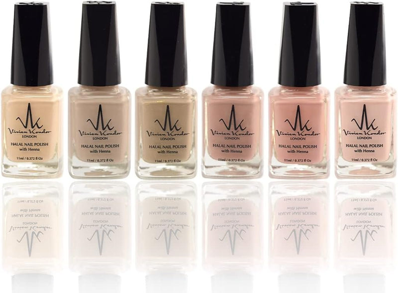 Set of 6 Henna Infused Permeable Nail Polish | Wudhu and Vegan - Naturals image