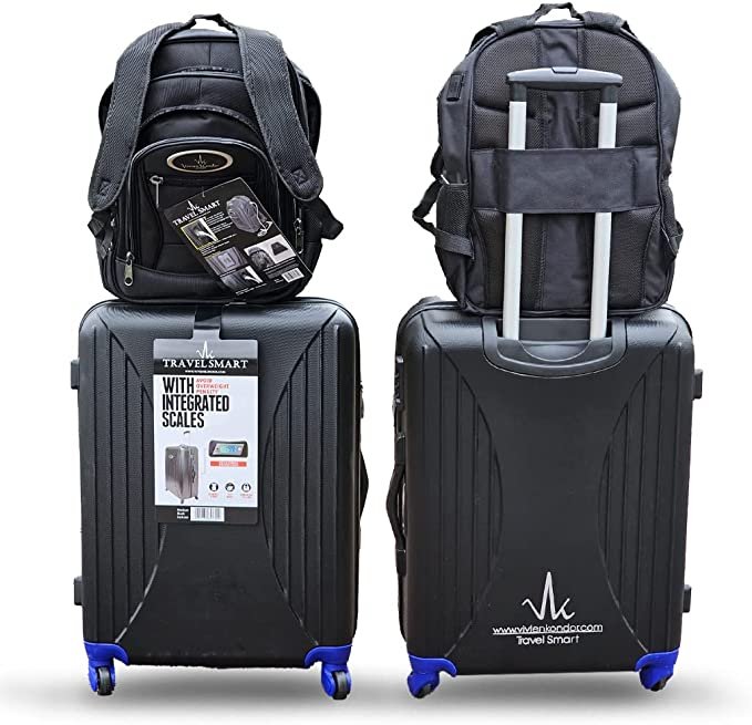 VK Travel Smart Black Hardshell Luggage Bags (Power Bank + Rucksack +Small + Med + Large Suitcase) image 2