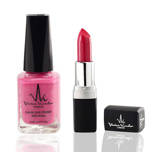 Nail Polish (Pink Tourmaline) + Lipstick (Crimson) Combo Set image 0
